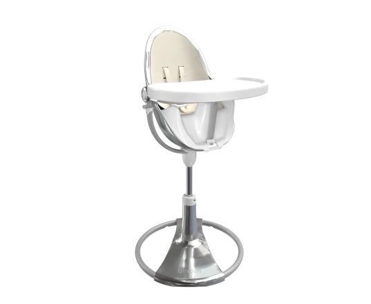 Стульчик для кормления Bloom Fresco Silver в комплекте с вкладышами из экокожи - Coconut white