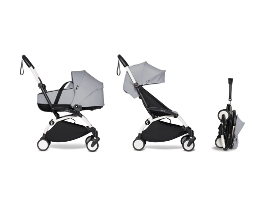 Универсальная коляска 2 в 1 Stokke YOYO³ + люлька Bassinet BABYZEN Stone (шасси White)
