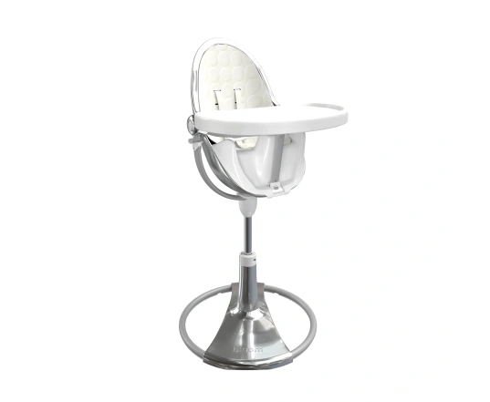 Стульчик для кормления Bloom Fresco Silver в комплекте с хлопковыми вкладышами - Coconut white