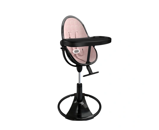Стульчик для кормления Bloom Fresco Black в комплекте с хлопковыми вкладышами - Blush pink