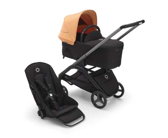 Универсальная коляска 2в1 Bugaboo DRAGONFLY - black/grey melange island coral