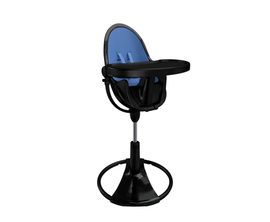 Стульчик для кормления Bloom Fresco Black в комплекте с вкладышами из экокожи - Riviera blue