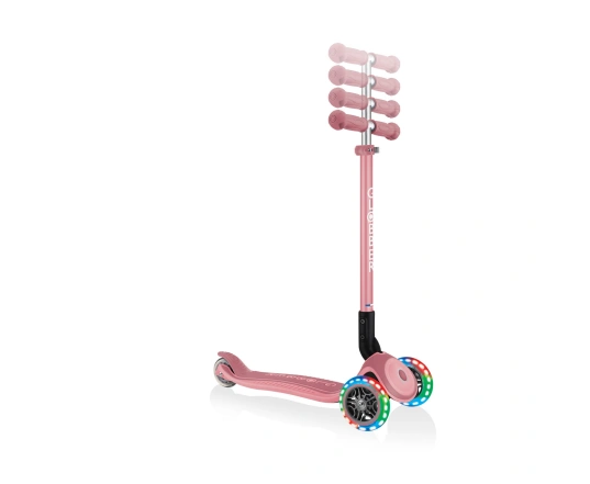 Самокат GLOBBER серії PRIMO FOLDABLE PLUS LIGHTS, пастельно-рожевий, колеса з підсвіткою, 50кг, 3+