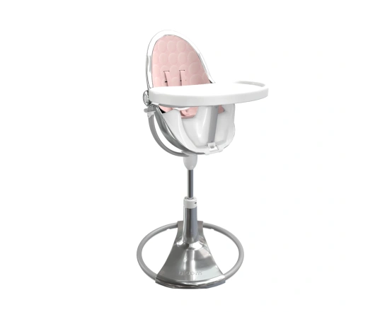 Стульчик для кормления Bloom Fresco Silver в комплекте с хлопковыми вкладышами - Blush pink