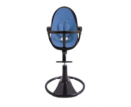 Стульчик для кормления Bloom Fresco Black в комплекте с вкладышами из экокожи - Riviera blue