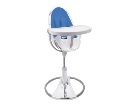 Стульчик для кормления Bloom Fresco Silver в комплекте с вкладышами из экокожи - Riviera blue