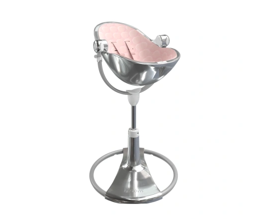 Стульчик для кормления Bloom Fresco Silver в комплекте с хлопковыми вкладышами - Blush pink