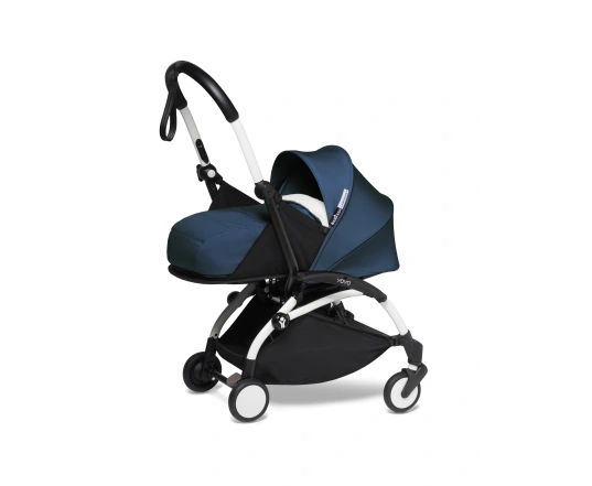 Універсальна коляска 2 в 1 Stokke YOYO³ + компактна люлька BABYZEN AF Blue Air France (шасі White)