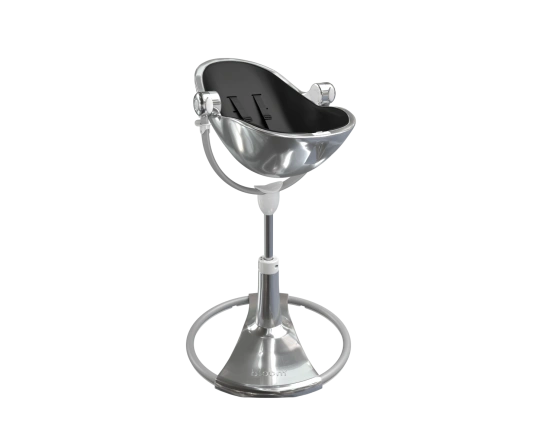 Стульчик для кормления Bloom Fresco Silver в комплекте с вкладышами из экокожи - Midnight black