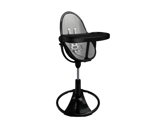Стульчик для кормления Bloom Fresco Black в комплекте с вкладышами из экокожи - Lunar silver