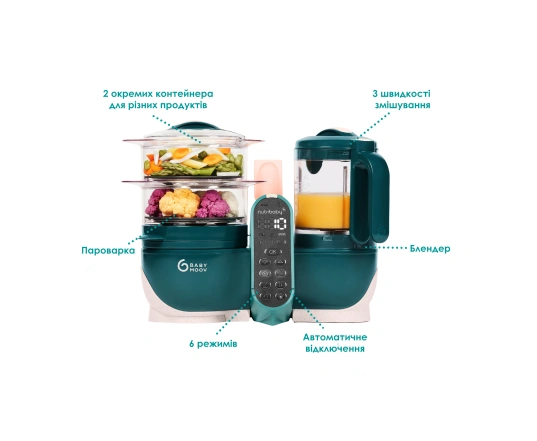 Блендер - пароварка Babymoov Nutribaby+ Opal green