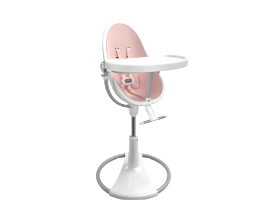 Стульчик для кормления Bloom Fresco White в комплекте с вкладышами из экокожи - Rosewater