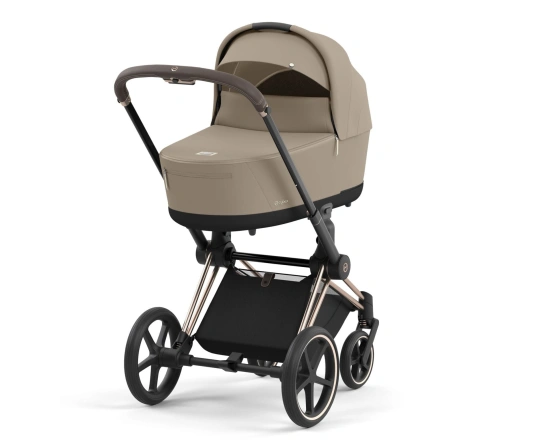 Коляска Cybex Priam 2 в 1 - люлька Cozy Beige + прогулка Sepia Black + шасси Rose Gold