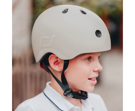 Шолом захисний дитячий Scoot and Ride, світло-сірий, з ліхтариком, 51-55см