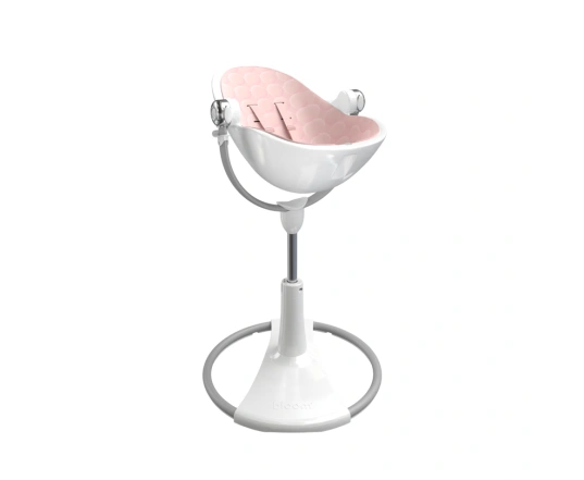 Стульчик для кормления Bloom Fresco White в комплекте с хлопковыми вкладышами - Blush pink