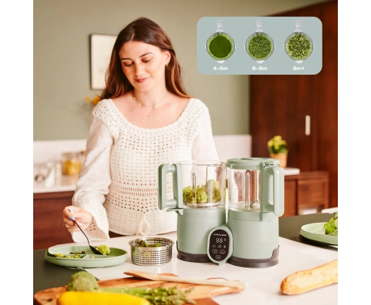 Блендер-пароварка Babymoov NUTRIBABY GLASS - селадон зелёный