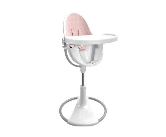 Стульчик для кормления Bloom Fresco White в комплекте с хлопковыми вкладышами - Blush pink