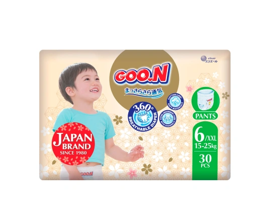 Трусики-підгузки GOO.N Premium Soft для дітей 15-25 кг (розмір 6(2XL), унісекс, 30 шт)