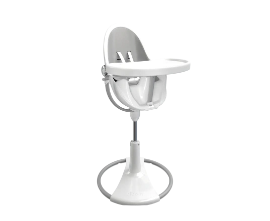 Стульчик для кормления Bloom Fresco White в комплекте с вкладышами из экокожи - Lunar silver