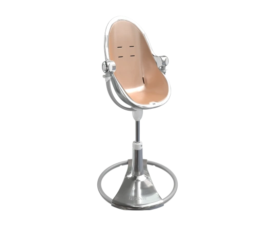 Стульчик для кормления Bloom Fresco Silver в комплекте с вкладышами из экокожи - Rose Gold