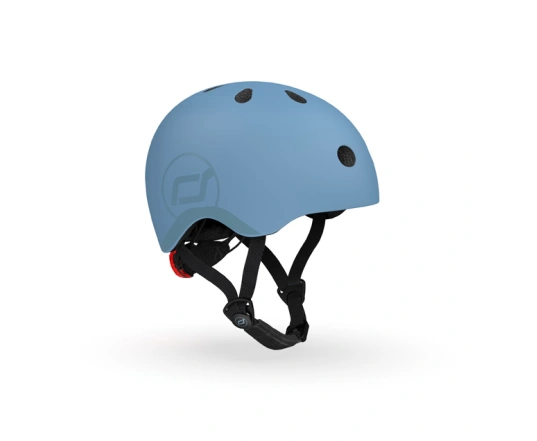 Шолом захисний дитячий Scoot and Ride, сіро-синій, з ліхтариком, 45-51см
