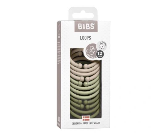 Іграшки - прорізувачі BIBS Loops 12 PACK Vanilla/Sage/Olive