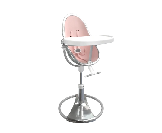 Стульчик для кормления Bloom Fresco Silver в комплекте с вкладышами из экокожи - Rosewater