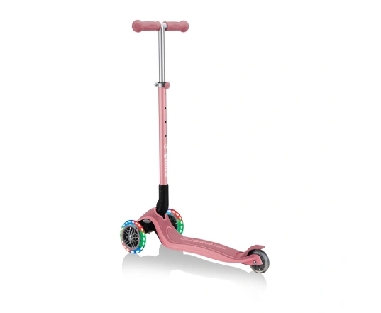 Самокат GLOBBER серії PRIMO FOLDABLE PLUS LIGHTS, пастельно-рожевий, колеса з підсвіткою, 50кг, 3+