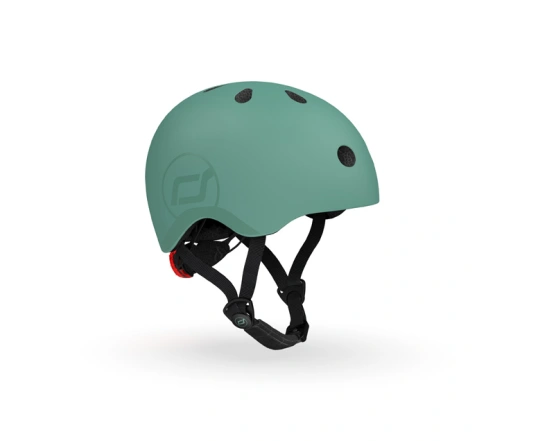 Шолом захисний дитячий Scoot and Ride, сіро-зелений, з ліхтариком, 51-55см