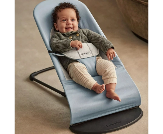 Кресло-шезлонг Balance Soft BabyBjörn (ткань хлопок/джерси) - Синий/Светло-серый