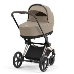 Коляска Cybex Priam 2 в 1 - люлька Cozy Beige + прогулка Sepia Black + шасси Rose Gold - изображение