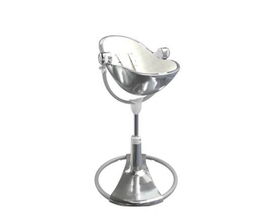 Стульчик для кормления Bloom Fresco Silver в комплекте с хлопковыми вкладышами - Coconut white