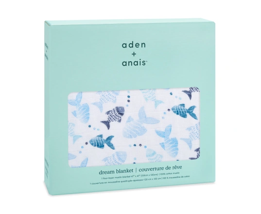 Ковдра з бамбукового мусліну ADEN+ANAIS Gone fishing (120*120см)