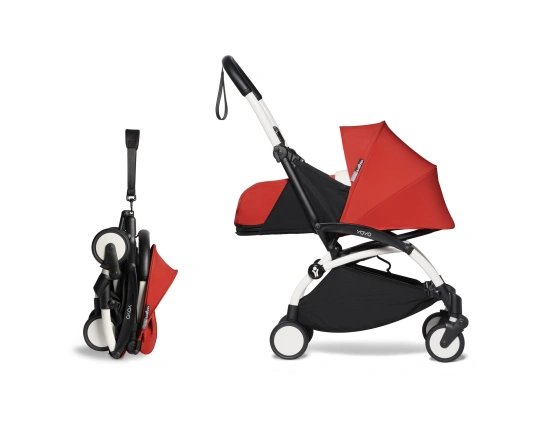 Універсальна коляска Stokke YOYO³ + компактна люлька BABYZEN Red (шасі White)