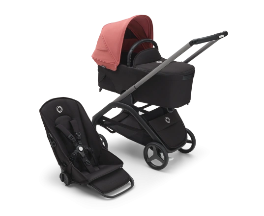Универсальная коляска 2в1 Bugaboo Dragonfly Sunrise red/Midnight black-Grey mélange