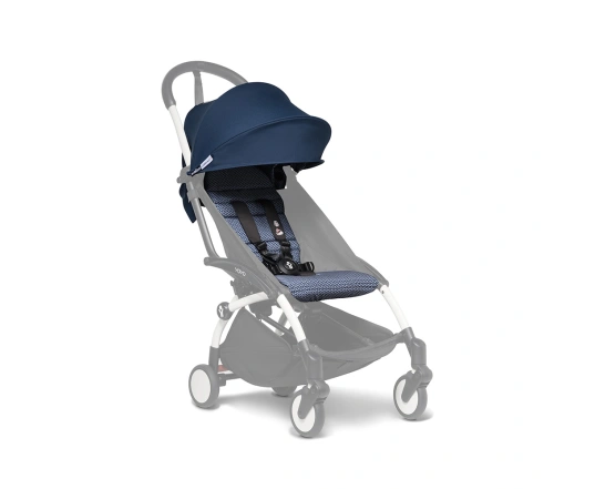 Універсальна коляска 2 в 1 Stokke YOYO³ + люлька Bassinet  BABYZEN Navy Blue/AF Airfrance (шасі White)