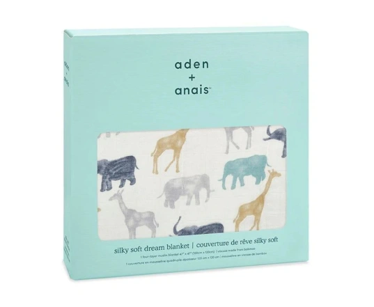 Ковдра з бамбукового мусліну ADEN+ANAIS Expedition-Elephants+Giraffes (120*120см)