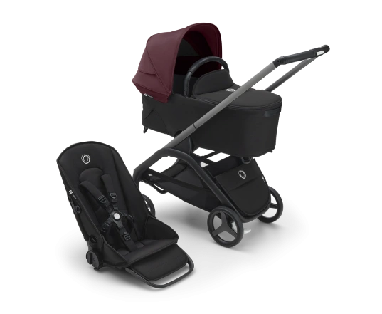 Универсальная коляска 2в1 Bugaboo DRAGONFLY - black/grey melange dark cherry