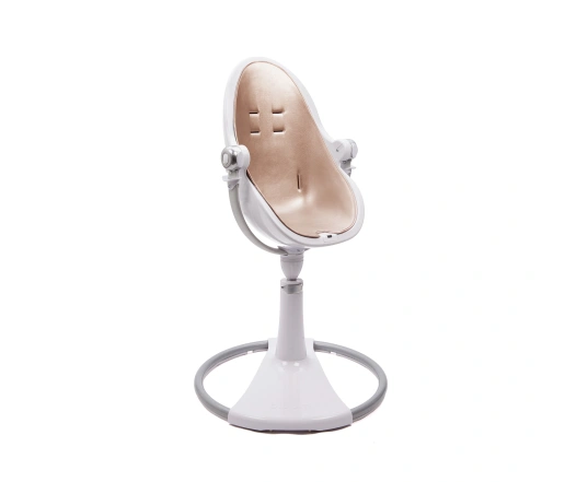 Стульчик для кормления Bloom Fresco White в комплекте с вкладышами из экокожи - Rose Gold