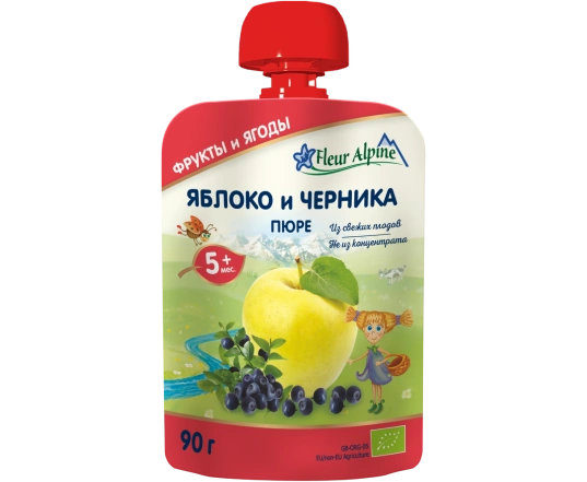Пюре Fleur Alpine - Яблоко и черника 90г.