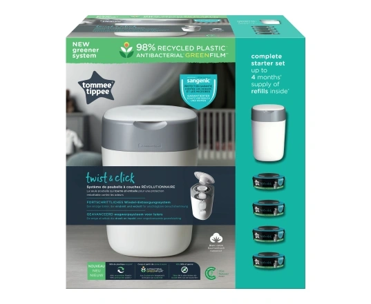 Комплект накопичувач підгузників Tommee Tippee Twist & Click Білий + 4 змінні касети
