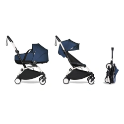 Универсальная коляска 2 в 1 Stokke YOYO³ + люлька Bassinet BABYZEN Navy Blue/AF Airfrance (шасси White) - изображение