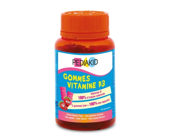 Натуральні ведмежуйки вітамін D-3 PEDIAKID GOMMES VITAMINE D3, 60 жувальних вітамінів