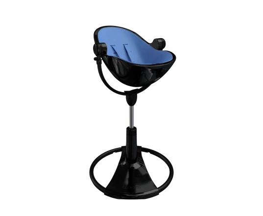 Стульчик для кормления Bloom Fresco Black в комплекте с вкладышами из экокожи - Riviera blue
