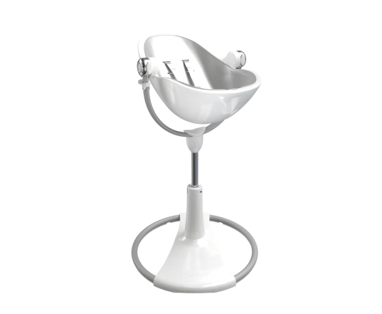 Стульчик для кормления Bloom Fresco White в комплекте с вкладышами из экокожи - Lunar silver