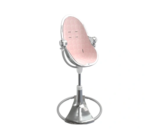 Стульчик для кормления Bloom Fresco Silver в комплекте с хлопковыми вкладышами - Blush pink