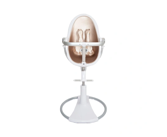 Стульчик для кормления Bloom Fresco White в комплекте с вкладышами из экокожи - Rose Gold