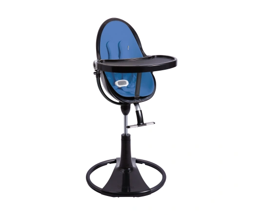 Стульчик для кормления Bloom Fresco Black в комплекте с вкладышами из экокожи - Riviera blue