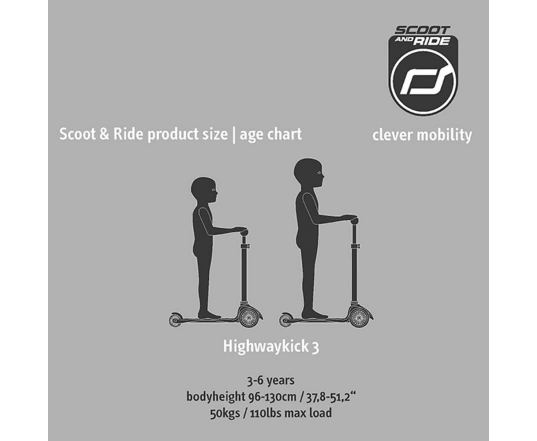 Самокат Scoot and Ride Highwaykick-3 з колесами, що світяться Лимон