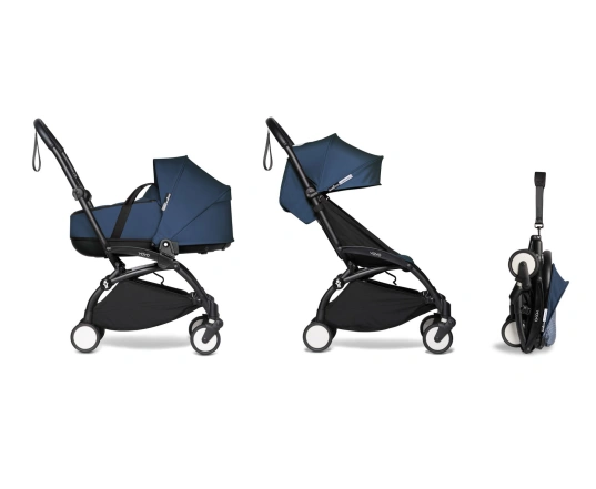 Універсальна коляска 2 в 1 Stokke YOYO³ + люлька Bassinet  BABYZEN Navy Blue/AF Airfrance (шасі Black)